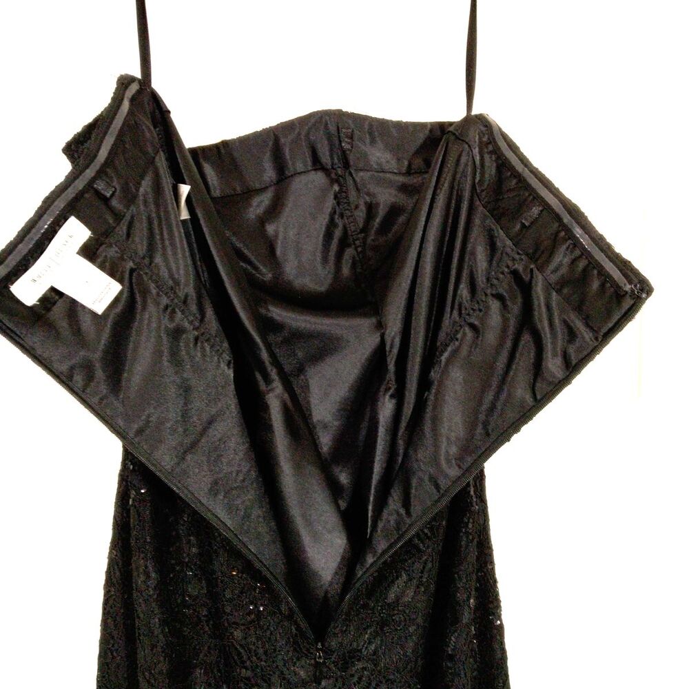 White House Black Market Black Sequin Strapless Cocktail Dress Lace Party - Picture 7 of 9